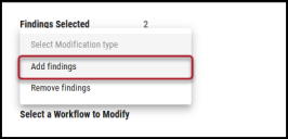Workflow Add Findings - Add Findings Menu Location